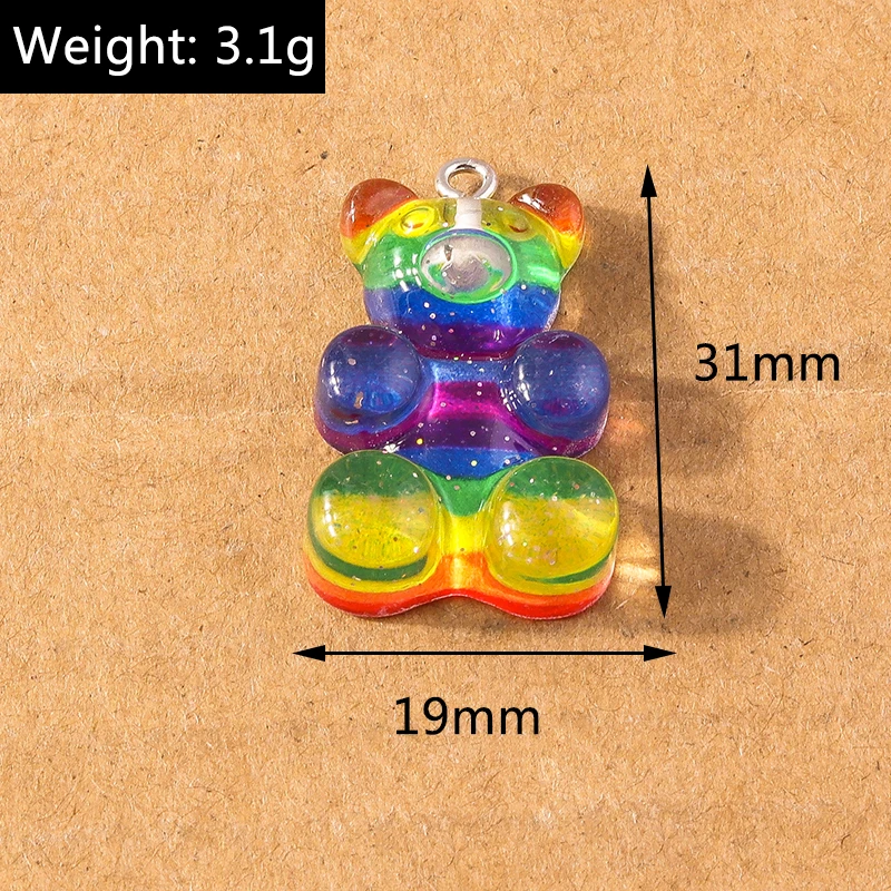 10pcs Cute Colorful Animal Gummy Bear Charms for Making Earrings Necklace Pendants DIY Handmade Jewelry Findings