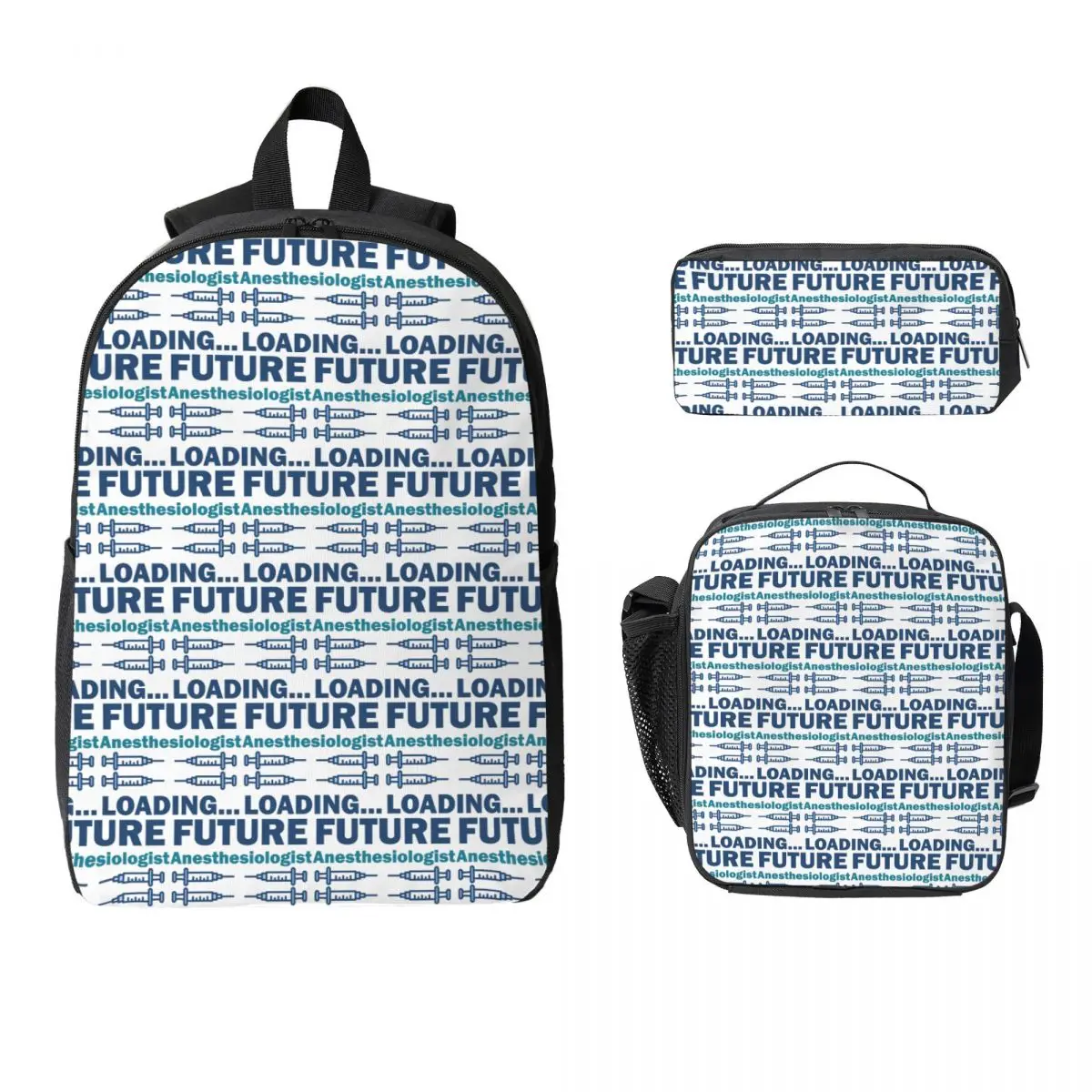 

Future Anesthesiologist Loading, Anesthesiology Student Backpack Boy Girl BookBag School Bag 3ps Insulated Lunch Bag Pencil Case