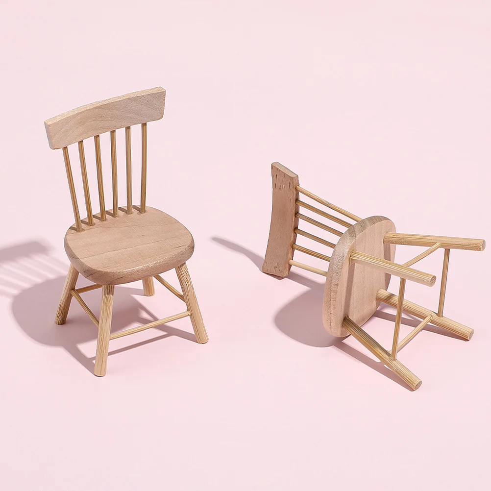 Miniature Wooden Chair Model Infant Toys House Accessory Simulation Reborn Baby Dolls
