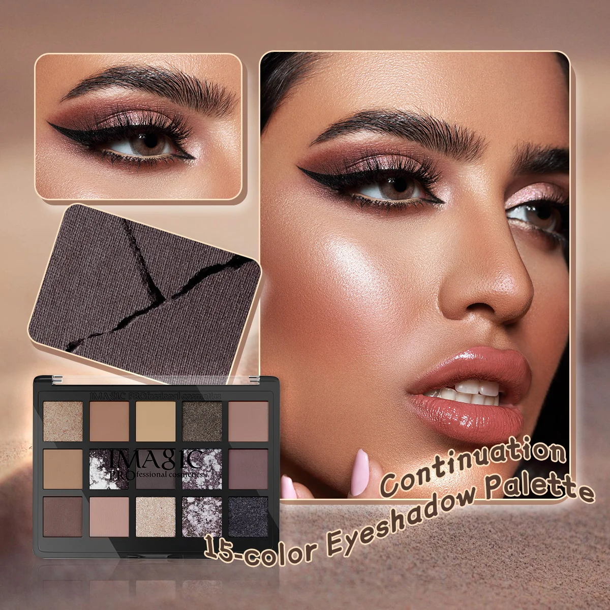 IMAGIC 15 Color Eyeshadow Palette Makeup Matte+Shimmer Pigmented Eye Shadow Powder EY-363