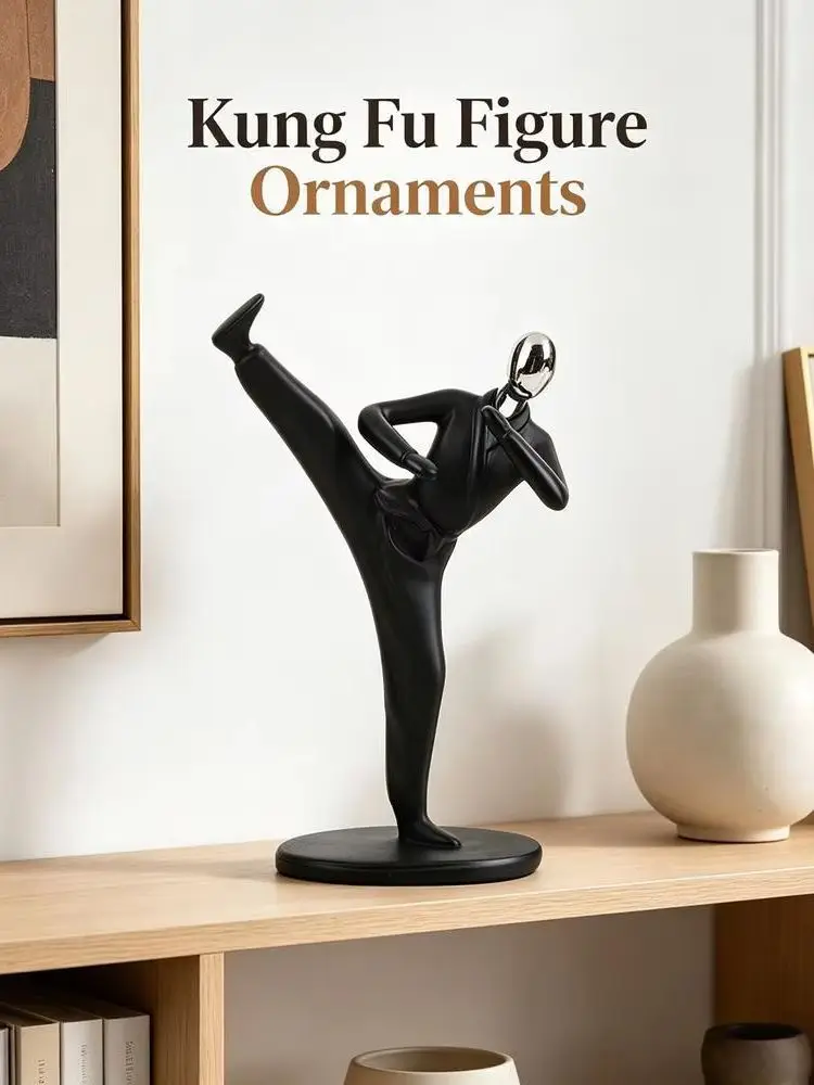 Kung Fu Sports Figurines Fashionable Tabletop Ornaments Modern Minimalist Home Decor for Living Room Office Cabinet Bookshelf