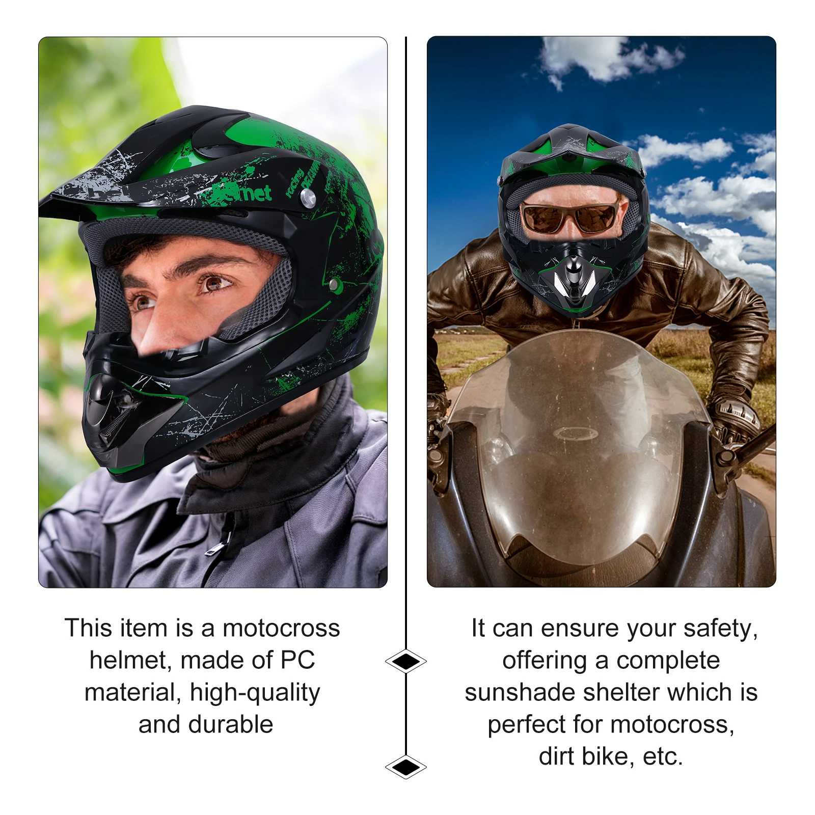 

Motocross Cycling Off Road Safety Head Protector 56 57cm Shockproof Lightweight Breathable Ideal Dirt Bike Mountain Bike
