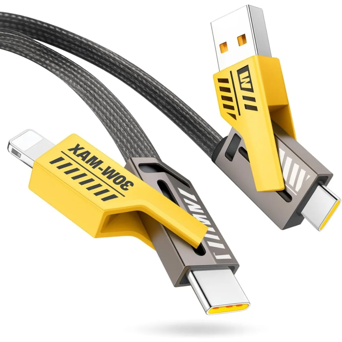 4 em 1  65W Carga Turbo Rápido Tipo-C e USB-A Compatível com for iPhone, for Android e Smartphones