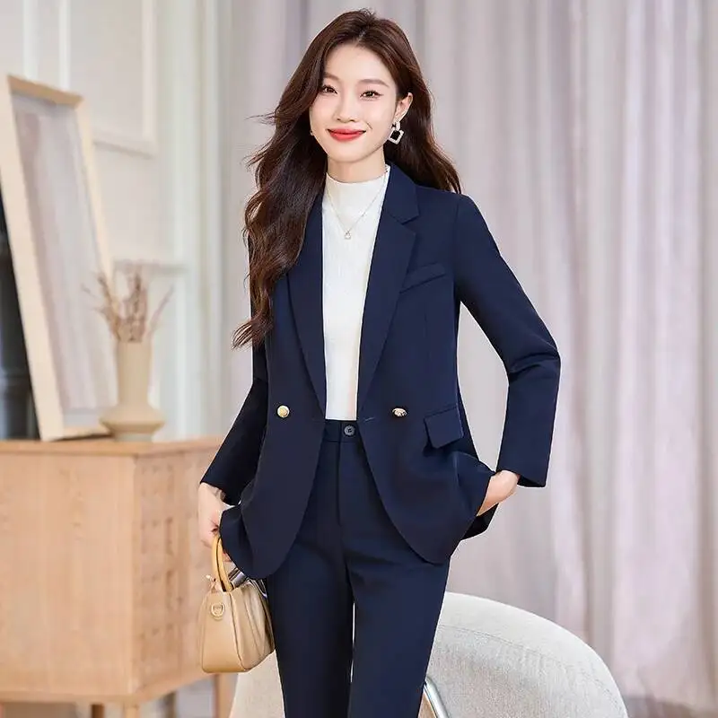 Plus Size Formal Pantsuits for Women Elegant Business Work Wear Professional Blazers Autumn Winter Ladies Office Career Outfits