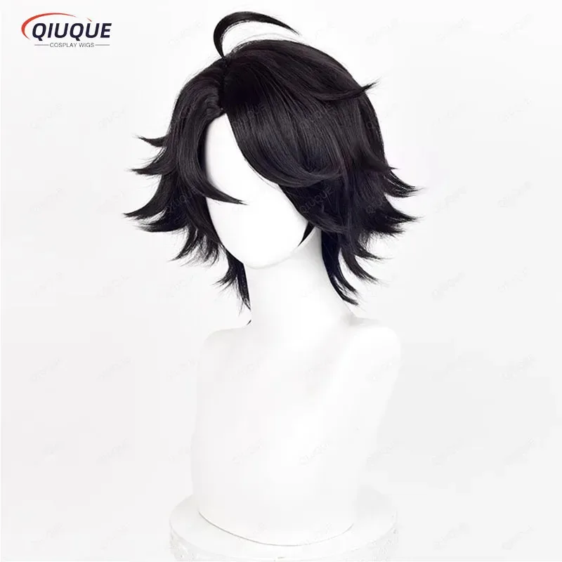 Peruka Cosplay LQProspector Norton Campbell Krótka Czarna Peruka Cosplay Anime Odporna na Ciepło Syntetyczna Peruka + Czepek pod Perukę