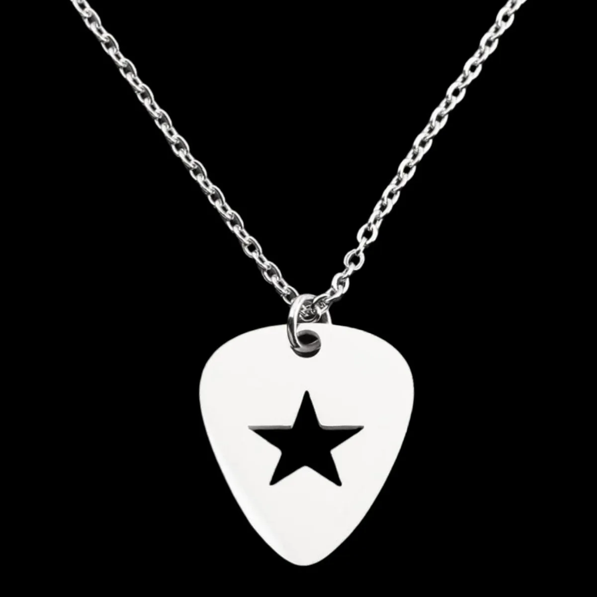 Herren Punk Hip-Hop Mode-Halskette: Gitarrenplektrum-förmiger Anhänger mit Hohlem Stern-Design
