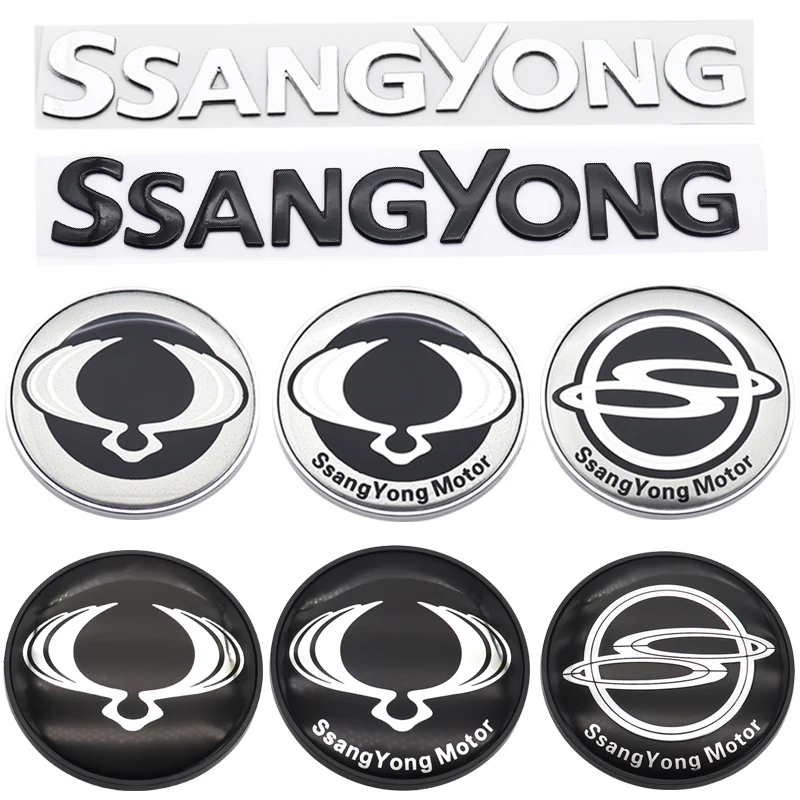 1pcs Hot sale 77mm SsangYong ABS Car Front logo Rear Bumper tail door trunk sticker car rear Emblem sticker styling Accessories