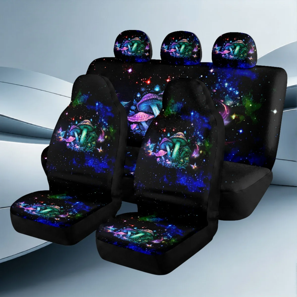 Fantasy Mushroom Themed Car Seat Cover Set Fashion Trend High Quality Universal Car Seat Cover 5-Seat Version Includes 2 Front S