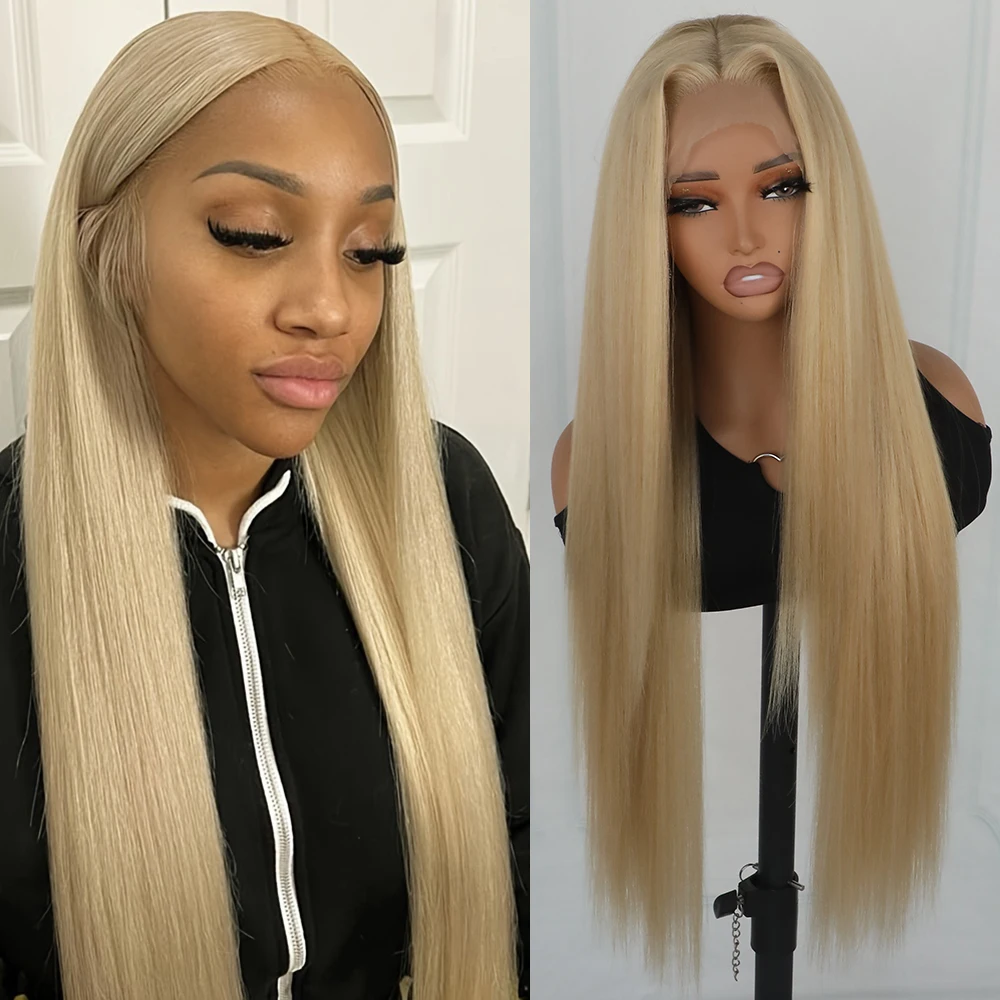 

Синтетические парики с кружевной передней частью цвета пепельный блонд, предварительно прорезанные, с естественной линией роста волос, без клея, 32 дюйма, длинные, шелковистые, прямые, для повседневного использования женщинами