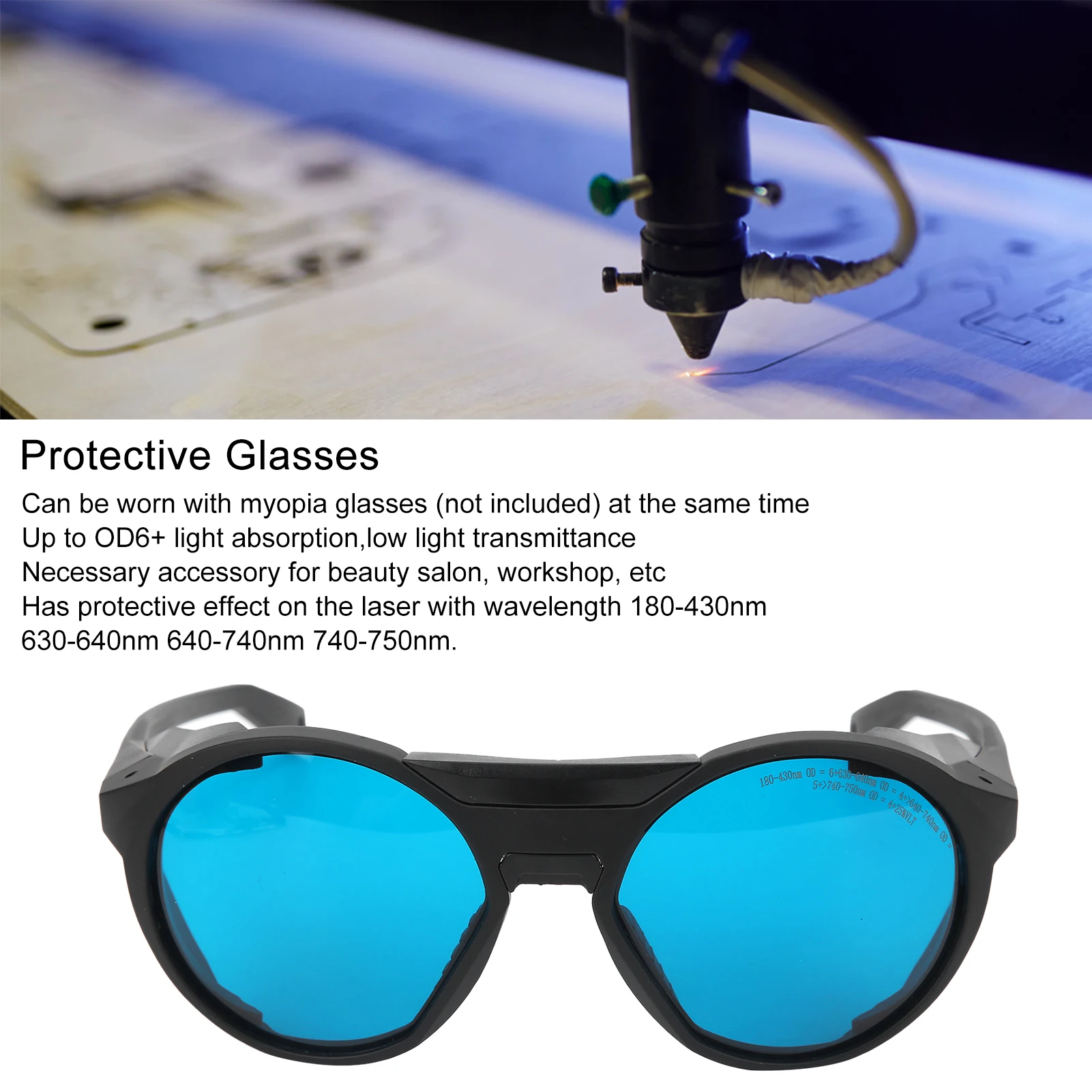 Okulary ochronne laserowe 1 szt. 180-430nm 630-640nm 640-740nm 740-750nm Okulary ochronne laserowe Stylowe okulary ochronne do kosmetyki