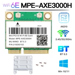 Adaptador sem fio para placa de rede, WiFi 6E, AX210HMW, Mini Cartão WiFi PCI-E, Bluetooth 5.3, AX210, AX200, 802.11AX