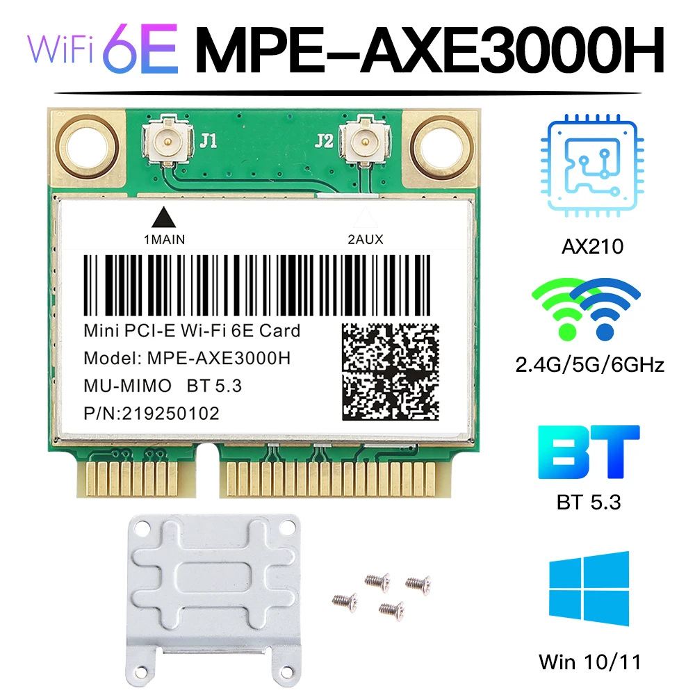 WiFi 6E AX210HMW Mini pci-e karta Wifi Bluetooth 5.3 dla AX210 karta sieciowa Wifi 6 AX200 802.11AX Adapter bezprzewodowy
