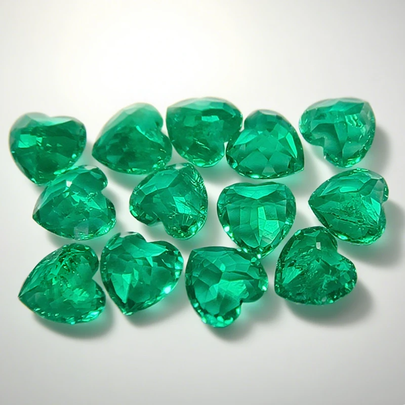 New Lab Grown Colombia Emerald Hand-cut Heart Shapee Hydrothermal Gemstone for Advanced Jewelry Making Selectable AGL Certificat