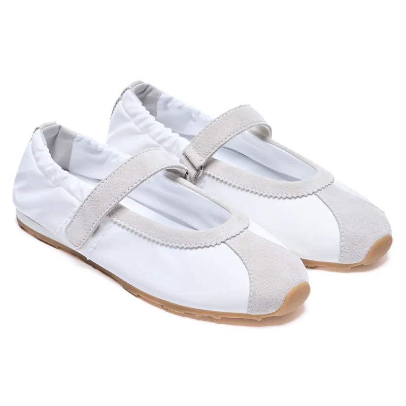 

Patchwork Round Head Flats Spring Women Casual Mary Janes Shoes Fashion Soft Leather Sneakers Zapatos Mujer