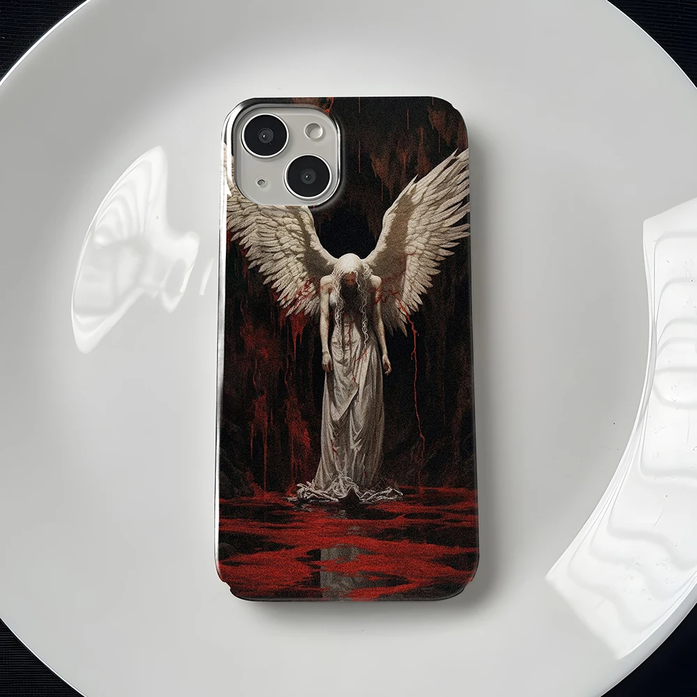 Luxury Blood Sacrifice Angel Art Greek Statue Phone Case for iPhone 16 15 14 13 12 11 Pro Max XS XR Plus Glossy HD Hard PC Cover