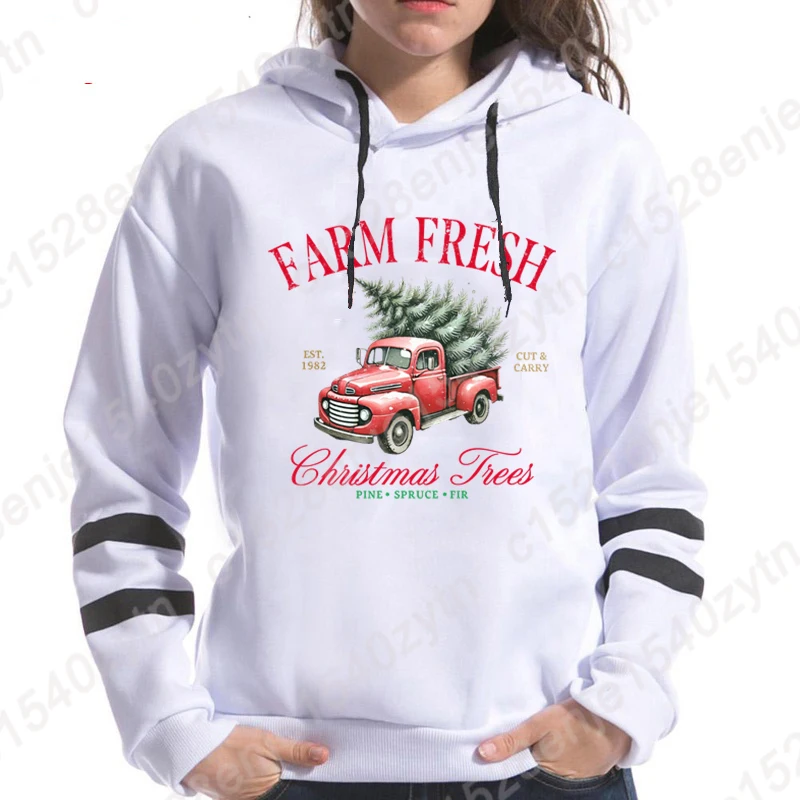 Farm Fresh Christmas Trees Pine Spruce Fir Hoodies Women Hot Selling Soft Sweatshirt Autumn Winter Sweatshirt Plus Size Pullover