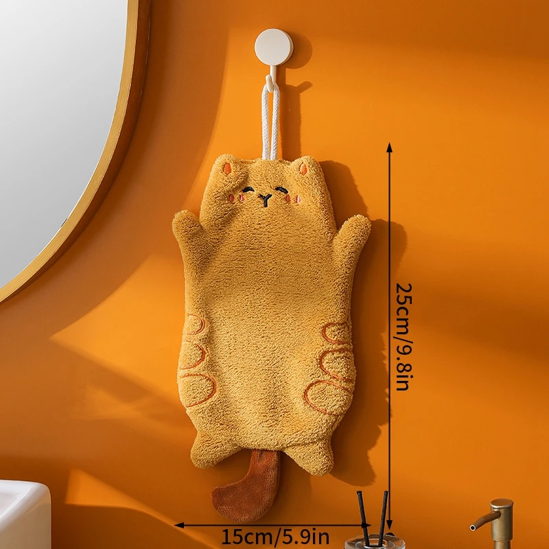 Cartoon Cat Hand Towel Children's Towels Absorbent Hanging Hand Towels for Bathroom Kitchen Serviettes Cleaning Rag image 6