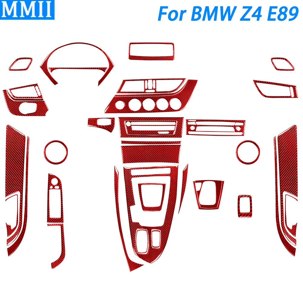 

For BMW E89 Z4 2009-2016 Accessories Red Carbon Fiber Center Console Air Outlet Gear Shift Panel Trim Set Car Interior Sticker