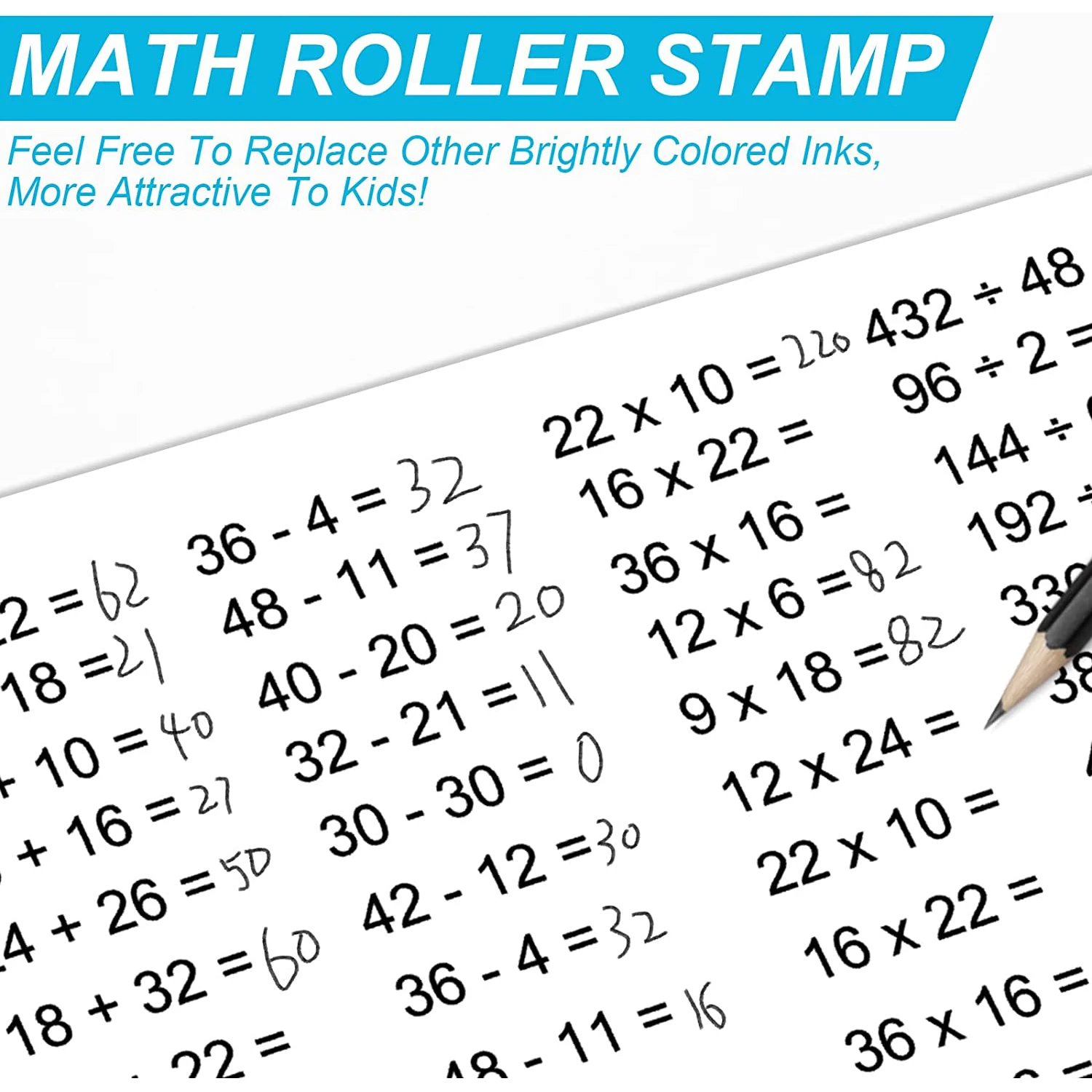 Math Roller Stamp Smart Math Roller Stamps for Kids Roller Digital Teaching Stamps Addition Subtraction Multiplication Division