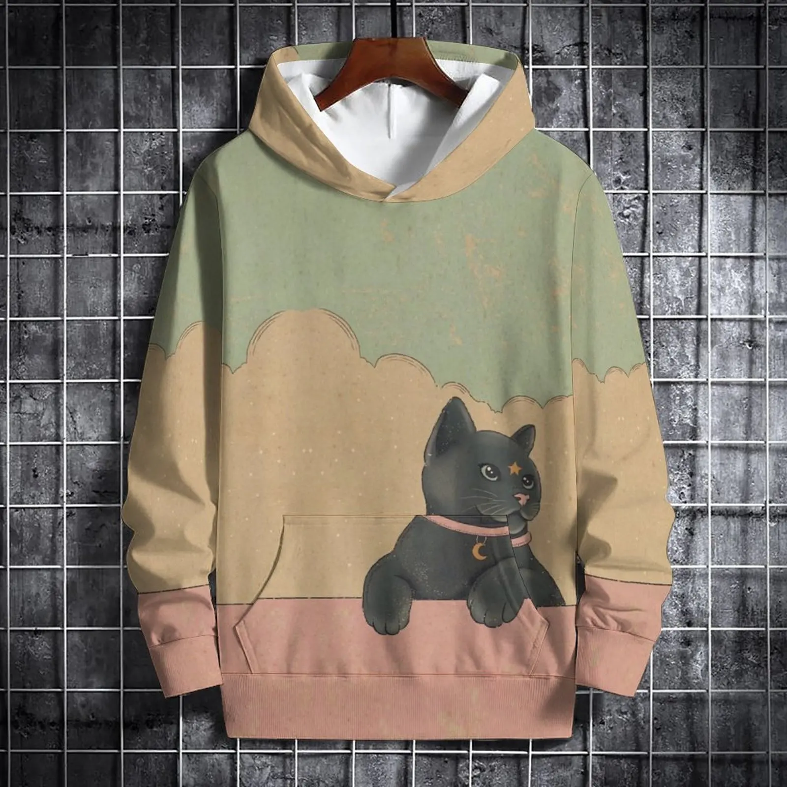 Autumn And Winter 3D Cat Dog Animal Pattern Men's Hoodie Neutral Japanese Harajuku Art Leisure Sports Pullover Oversize Clothing