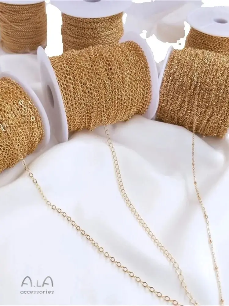 

14K Gold-plated Chain Thin Chain Tassel O-shaped Chain Extension Necklace Bracelet Material Diy Accessories