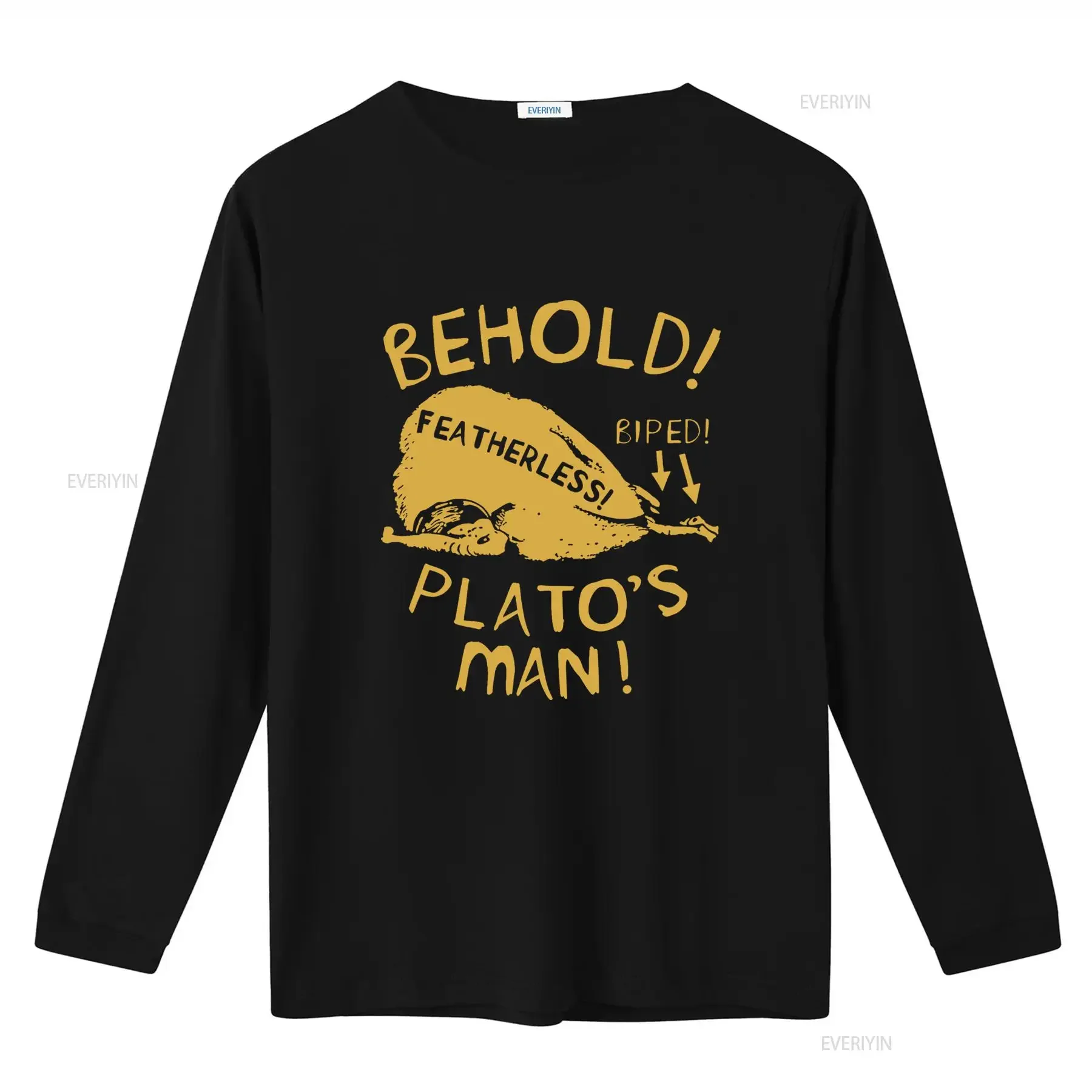 Behold Plato's Man Diogenes Featherless Biped Classical Greek Philosopher Cynicism Funny T Shirt vintage Washed Comfortable