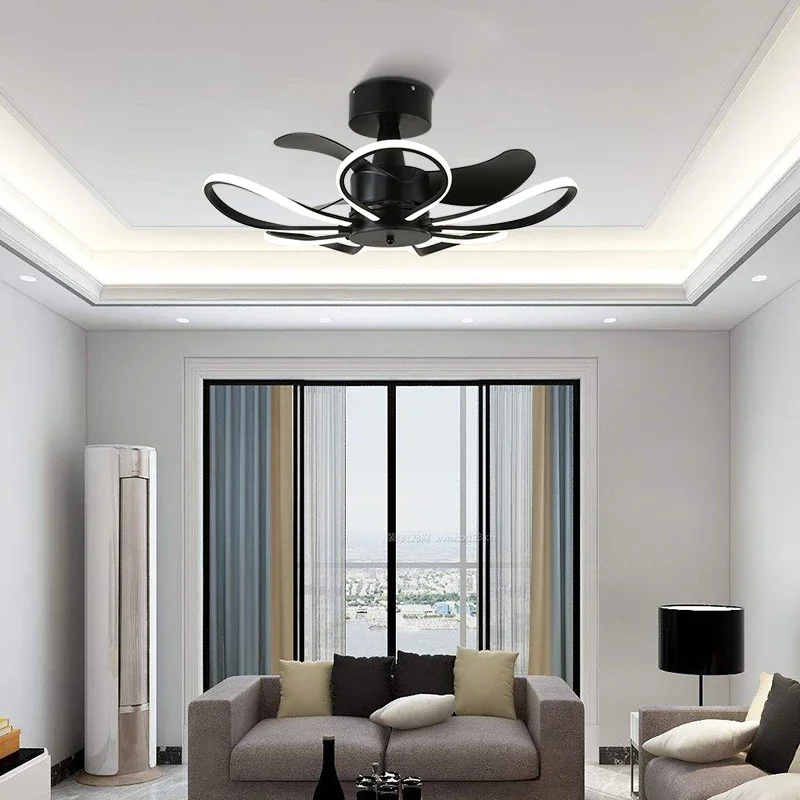 Modern Design Decorative Retractable 110-220v Petal-shaped Ceiling Fan Lamp with Led Lights Remote Control