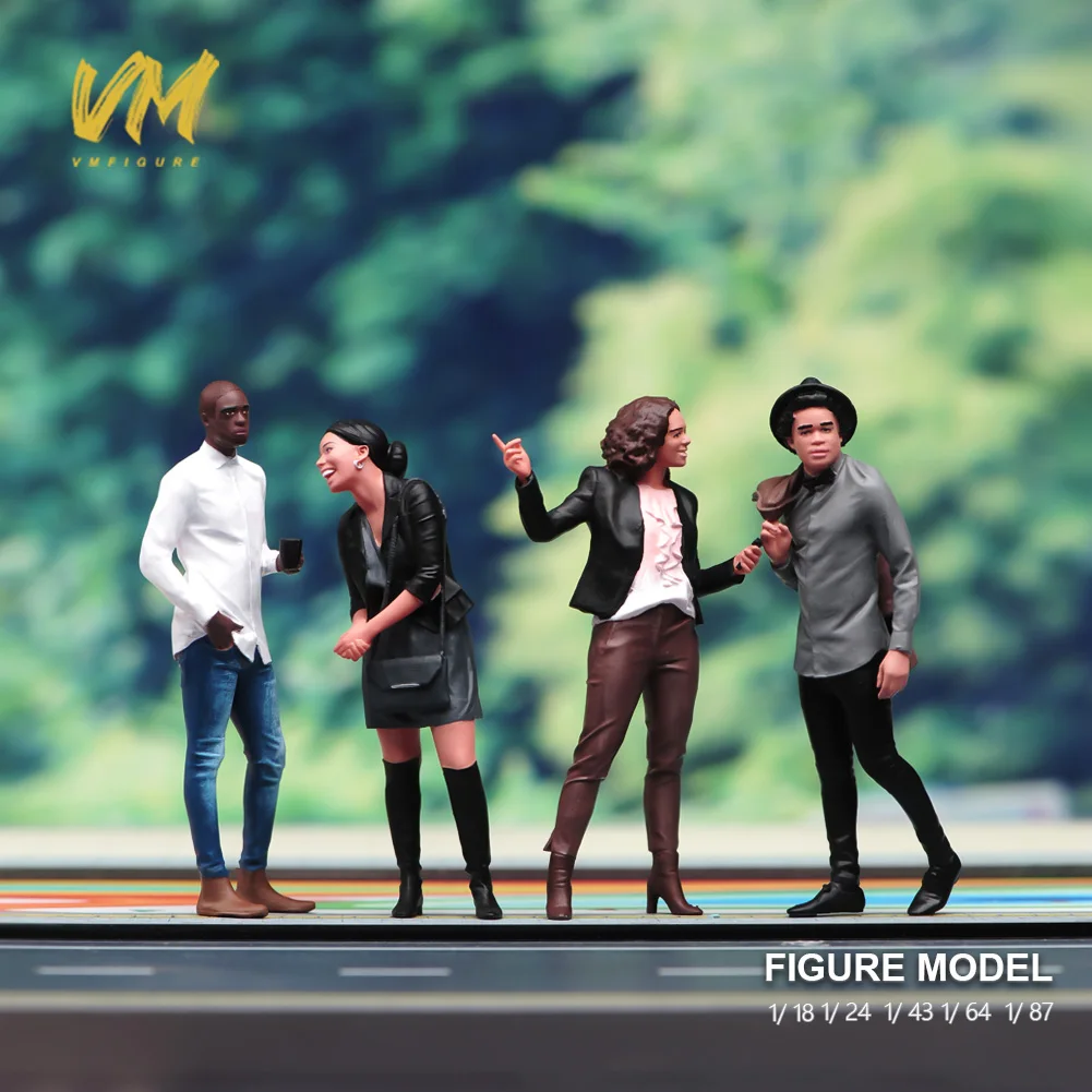 1/87 1/64 1/43 1/24 1/18 애니메이션 캐릭터 거리 장면에서 채팅하는 남성과 여성 그림 모델 미니어처 인형 장난감
