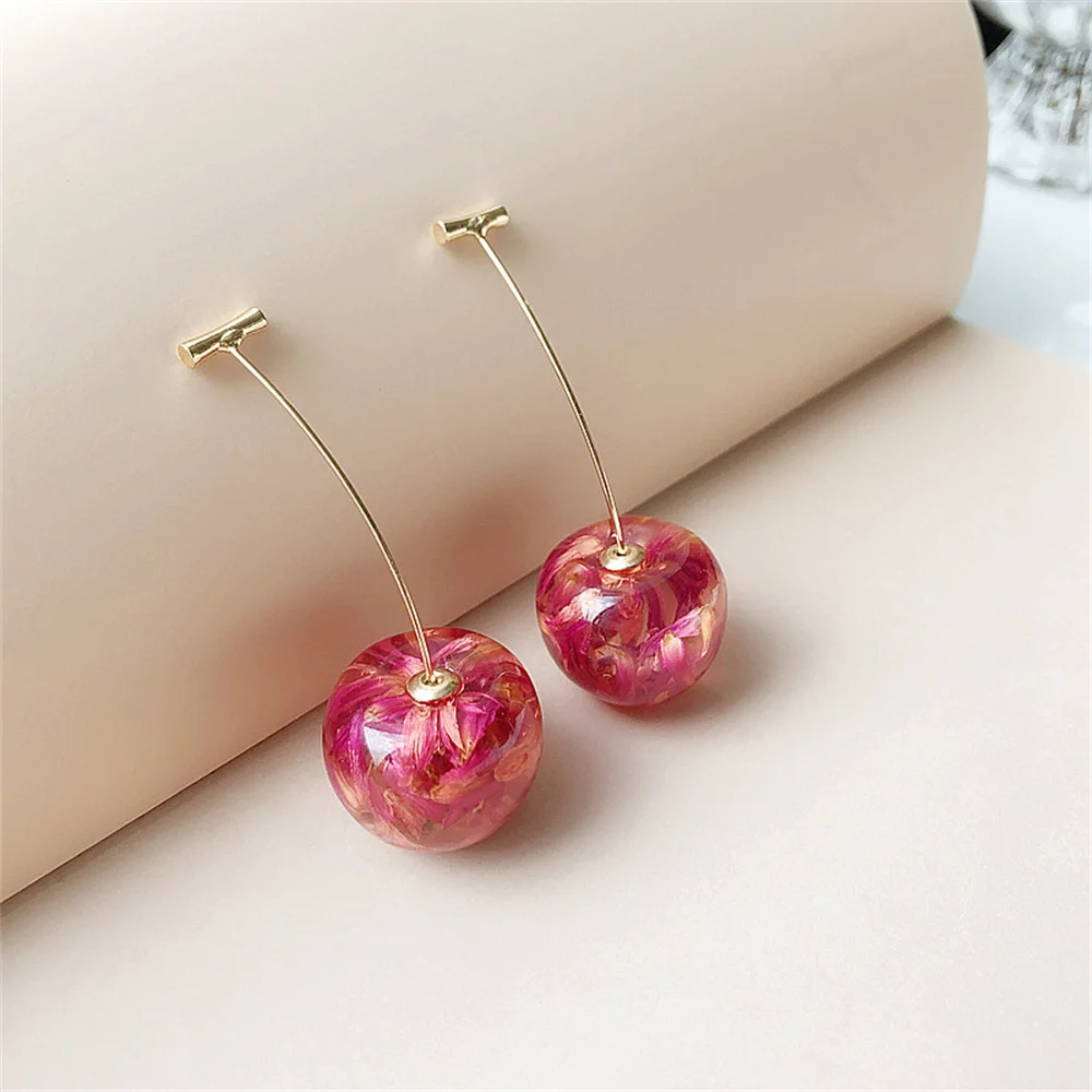 Fashion Acrylic Cherry Earrings Simple Resin Petals Drop Earring For Women INS Jewelry Women Trendy Accessories image 3
