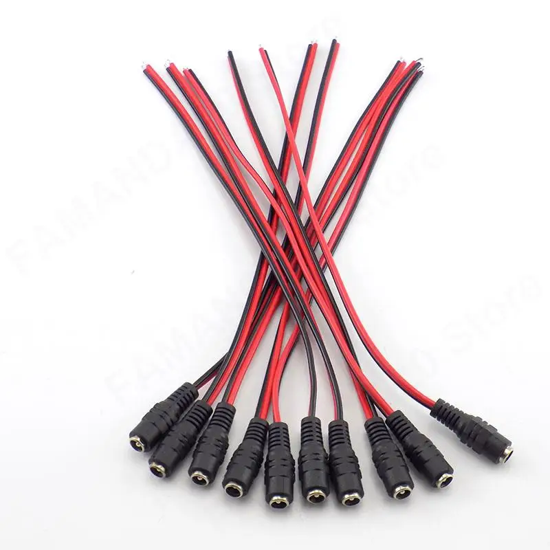 10pcs/lot 2.1x5.5Mm Male Female Plug Dc Power Pigtail Cable Jack For Cctv Camera Connector Tail Extension 12V DC Wire M2