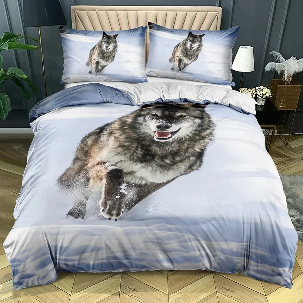 3D Wolf Bedding Set Black White Duvet Cover For Adults Bedroom Luxury Comforter Set Queen King 220x240 Size Aniaml Bed Set