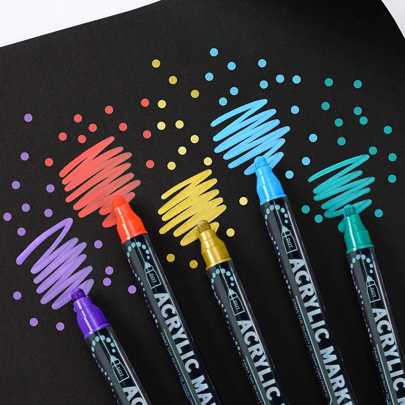 

12-120 Color Dual Tip Acrylic Paint Pen polka dots & Fine Tip Markers Pens Set DIY Crafts Art Supplies for Child Adult Christmas