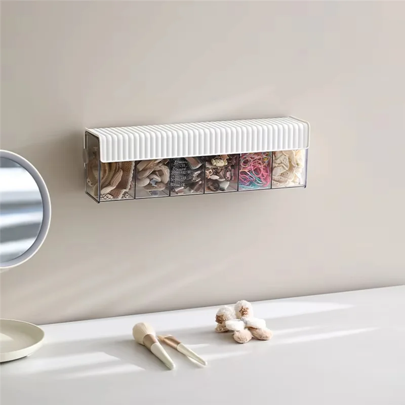 AF93-양말 및 속옷용 전환 가능한 6셀 벽걸이 서랍 정리함, 자체 접착식, 먼지 방지 보관 솔루션