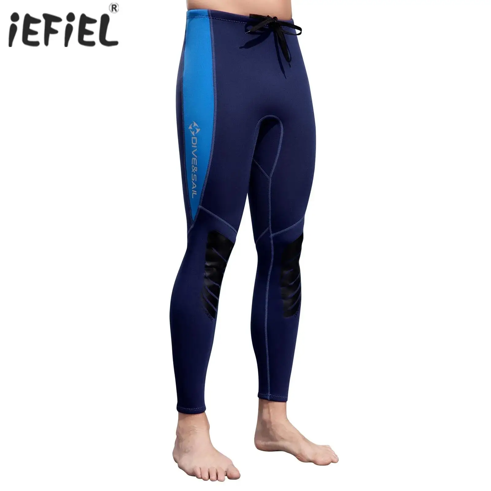 

Mens 3mm Neoprene Wetsuit Pants Drawstring Elastic Waistband Color Block Leggings for Beach Swimming Snorkeling Surfing Diving