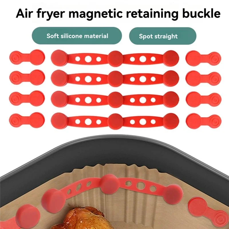 4 مجموعات من مشبك مغناطيسي من السيليكون بدرجة حرارة عالية يحمل بطانات ورقية للمقلاة الهوائية تمنع بطانة الورق من التغطية