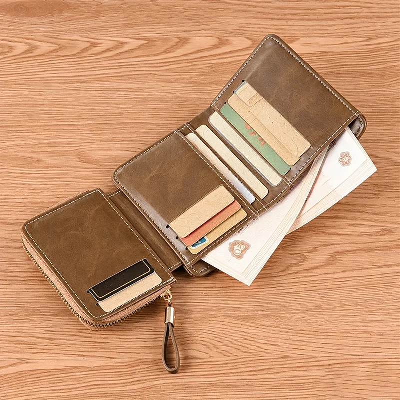 2026 New Men's Vertical Short Wallet, Multi-Functional Integrated Holder for Driver License & Cards for Men