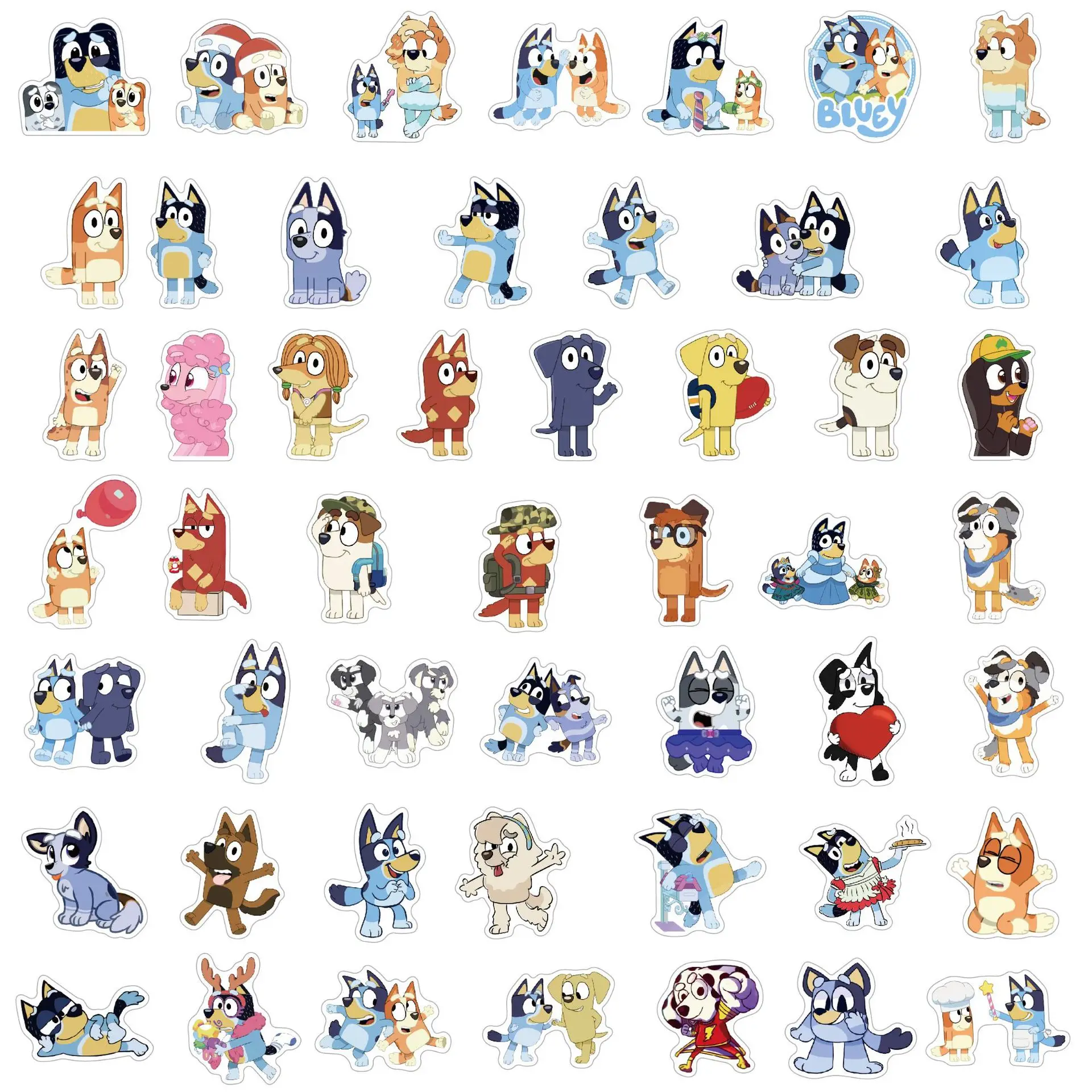 Autocollants de dessin animé Bluey, 2 Styles, 100 pièces, autocollants Graffiti mignons pour bagages, ordinateur portable, tasse d'eau, voiture électrique, cadeau pour enfants