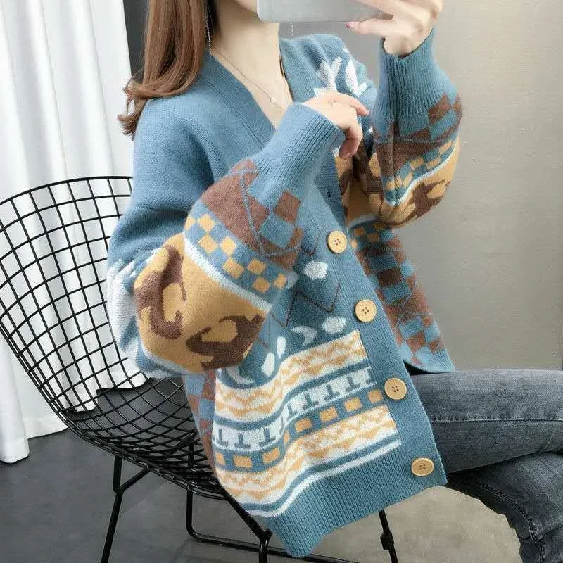 

Knitted Sweater Woman Graphic Hot 2025 Trending Fashion Crochet Top Long Sleeves Harajuku Trend Y2k Plus Size Cardigan For Women