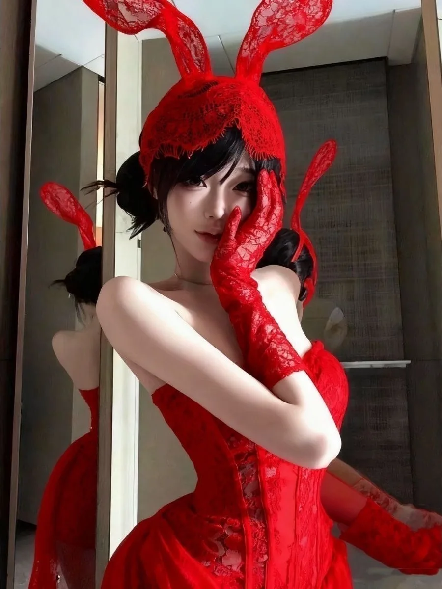 

Сексуальная красная кружевная юбка-зайчик KING BRAND в стиле ретро, облегающая, с высокой талией, из кружевной ткани, подходит для женщин.