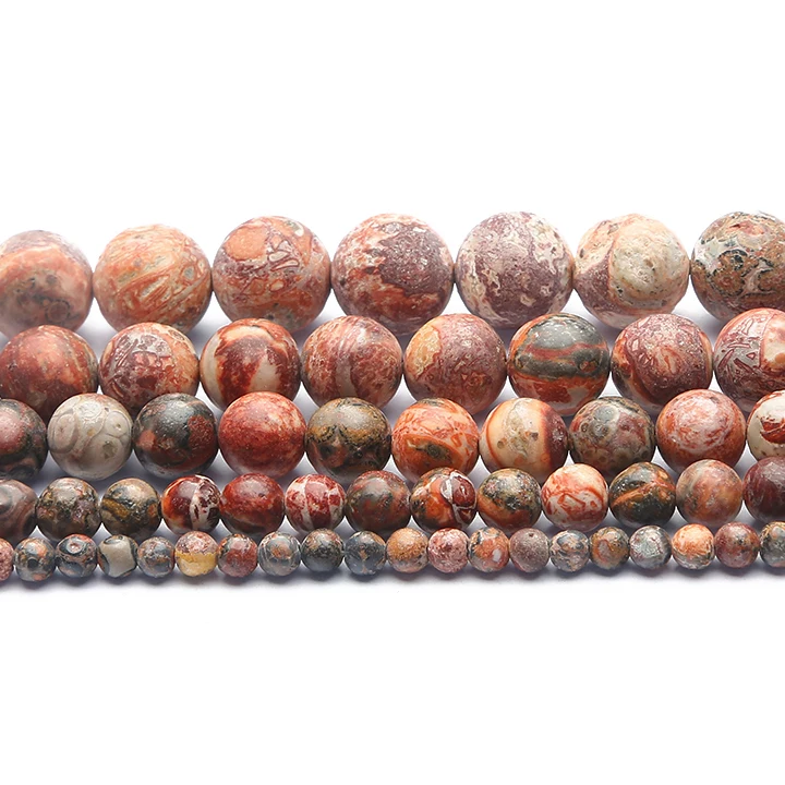 Natursteinperlen aus rotem Leopardenjaspis, runde lose Abstandsperlen für die Herstellung von Schmuck, Armbändern, Halsketten und Ohrringzubehör. – Detail 1