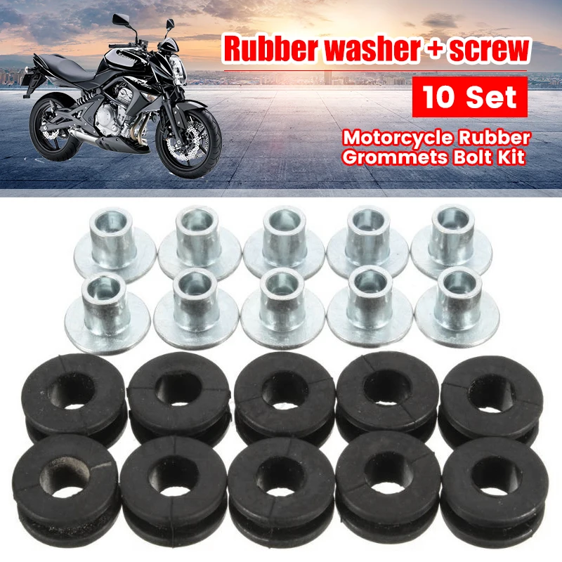 Motorcycle Side Cover Rubber Gasket 10Pcs Washer Fairing for Yamaha Honda Suzuk CBR GSXR NINJA ZX YZF Kawasaki Black