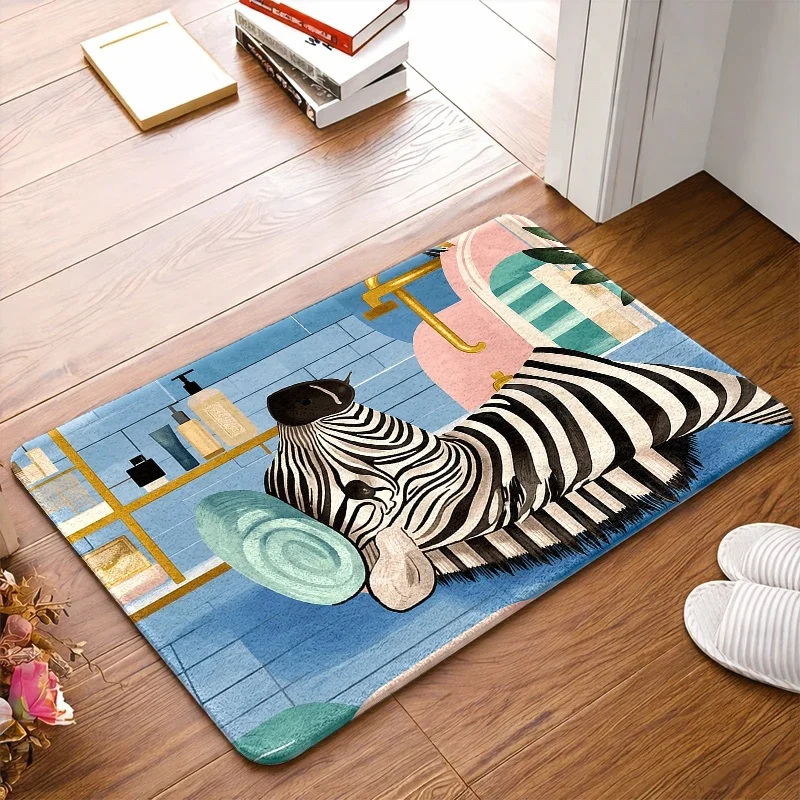 1pc, 2pcs, 3pcs Flannel Zebra Bath Mat, Durable And, Machine-Washable Floor Mat. Suitable for Indoor And Outdoor Use: Living Room, Bedroom, Office, Bathroom