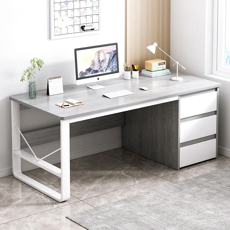 Modern minimalist wooden desk with retractable chair, suitable for home/office/villa