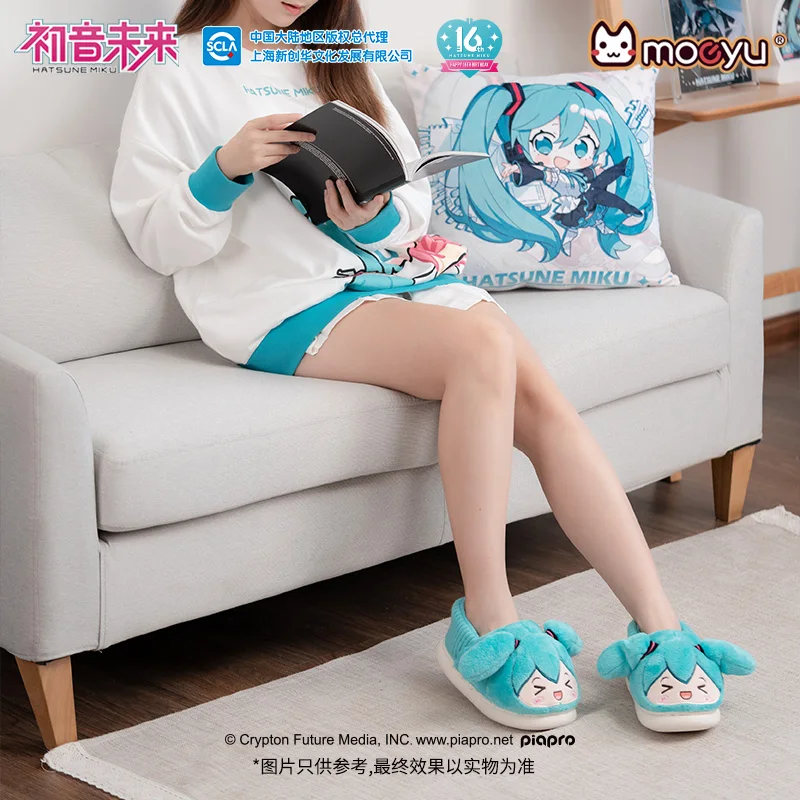 Original Moeyu Hatsune Miku Plush Slippers Vocaloid Cosplay Costume Shoes Men Women Winter Warm Cartoon Home Cotton Slipper