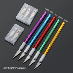 1 Knife Handle & 5 Blades Engraving Non-Slip Metal Scalpel Knife Kit Cutter Craft Knives for Mobile Phone PCB Repair Hand Tools