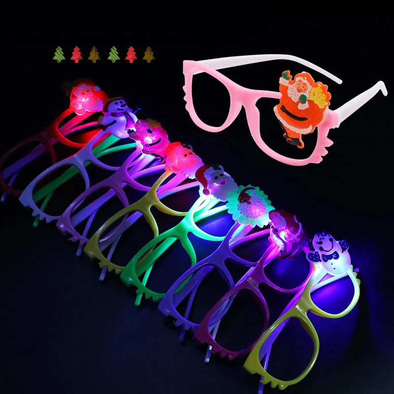 1 Pcs Children's Cartoon Light-up Glasses Creative Light-up Christmas Glasses Christmas Party Cheering Props Children's Gifts