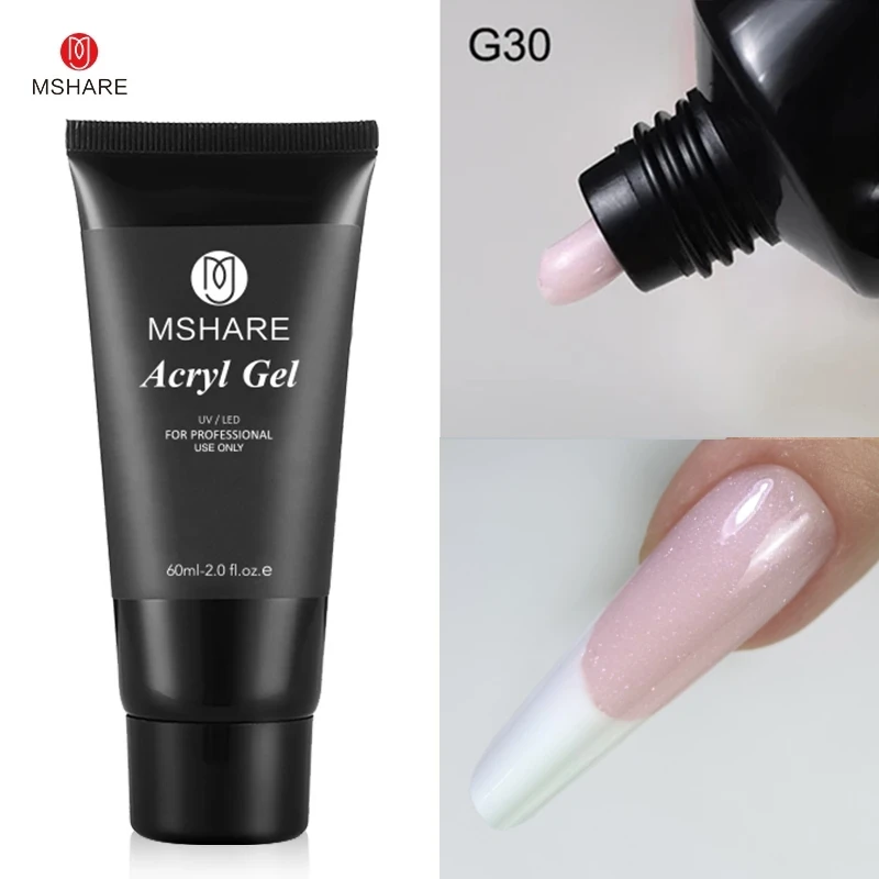MSHARE Poly Nails Acryl Gel 60ml Builder UV Led Acrylgel Nails Extensions Acrylic Pink White Clear Acrylatic Hema Tpo Free Gel image 3
