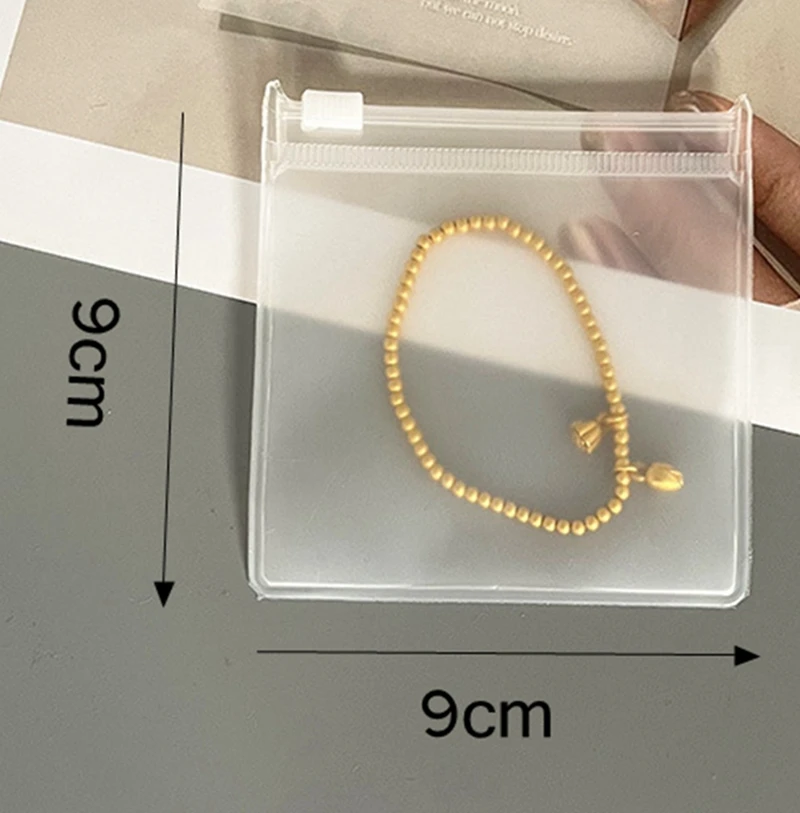 200pcs Jewelry Frosted Zipper Bag Ring Earring Necklace Bracelet Packaging Transparent EVA Plastic Storage Envelope Pouch