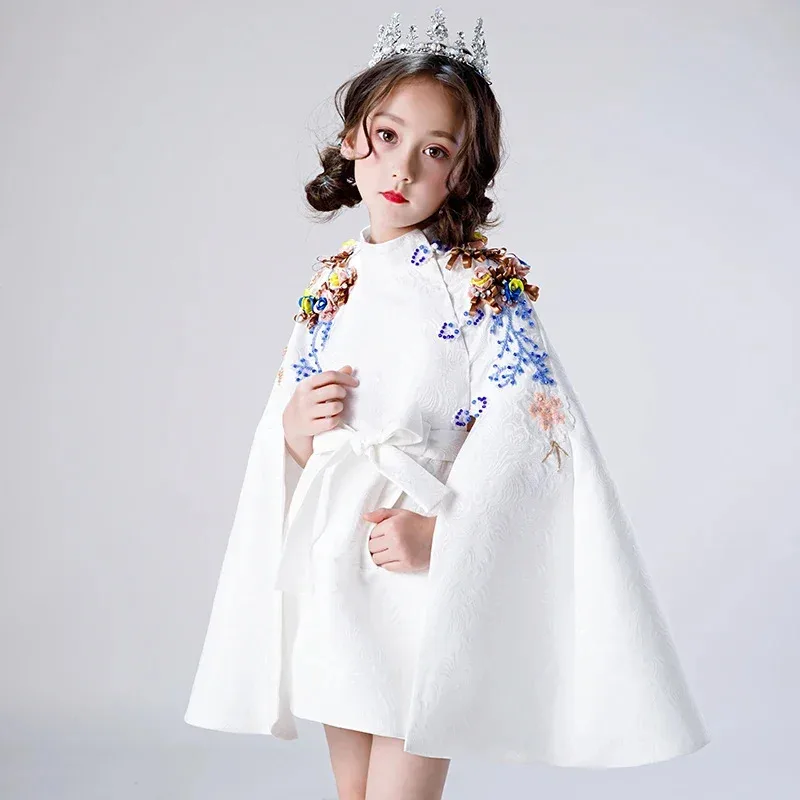 

Baby Child Dress Princess Dress Girl Model Catwalk Tide Suit Little Girl Western Style White Host High Quality Girls Dress