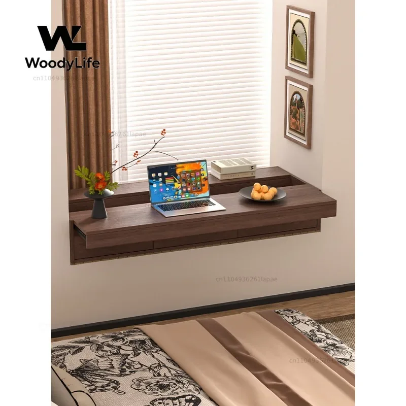 Bay Window Cabinet Bedroom Integrated Storage Cabinet Window Sill Renovation Balcony Retractable Desk Solid Wood Locker